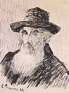 Pissarro: Autoritratto a penna custodito nella Pubblic Library di New York).